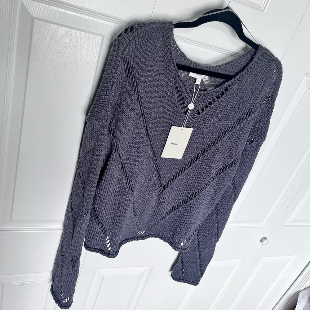 Bohme Open Knit Sweater in Charcoal Gray
